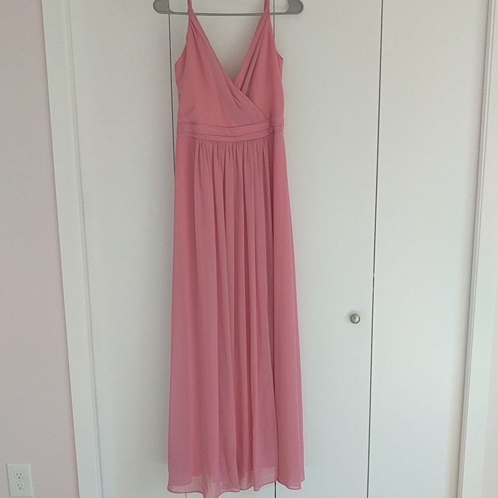Bill Levkoff Rose Petal Chiffon Floor Length Gown